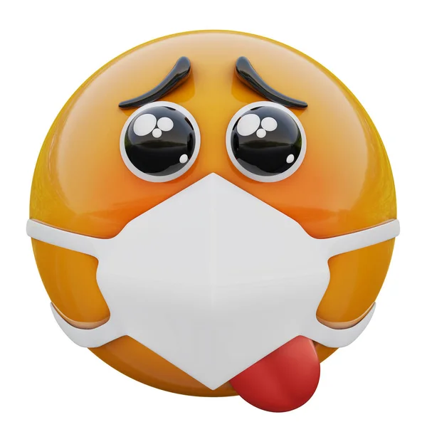 Rendering Tristi Occhi Mendicanti Emoji Faccia Maschera Medica Proteggendo Coronavirus — Foto Stock