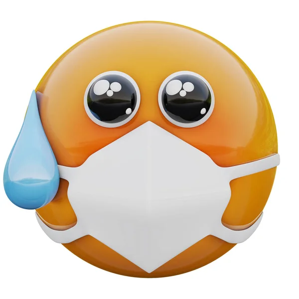 Render Játék Ártatlan Emoji Arc Orvosi Maszk Véd Coronavirus 2019 — Stock Fotó