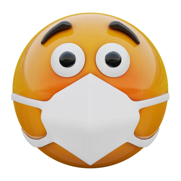 Representación Cara Emoji Enrojecida Conmocionada Máscara Médica Que Protege Contra Imagen de stock
