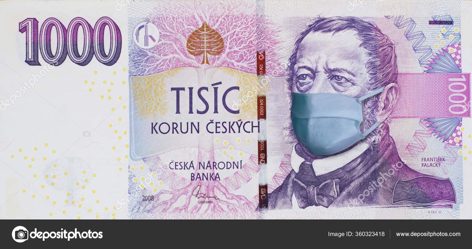 在科罗纳韦勒斯大流行期间印刷了1 000克朗的捷克共和国克朗捷克克朗捷克钱1000克朗捷克共和国经济受到Corona Virus  Covid19的冲击对股票市场造成严重影响——