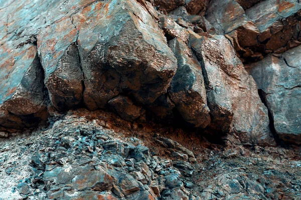 Roccia Basalto Naturale Con Crepe Fessure Colore Rosso Provenienti Dal — Foto Stock