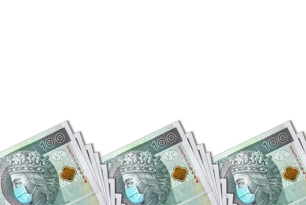 Coronavirus Polen Karantän Och Global Recession 100 Polska Zloty Sedel — Stockfoto