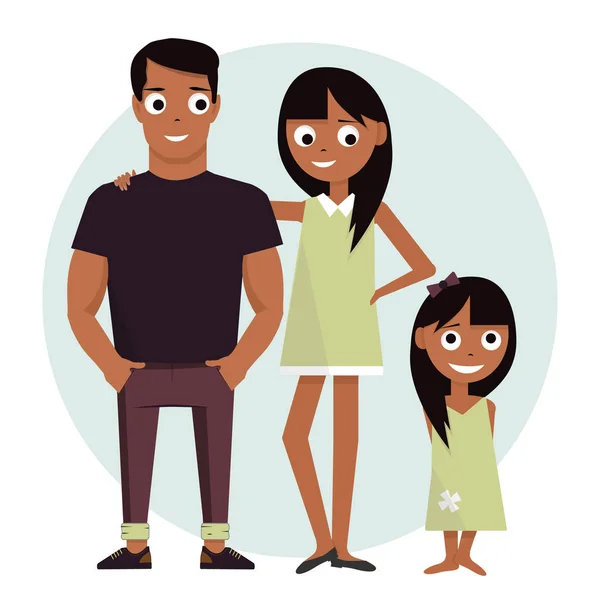 Mamma e papà con figlia. Illustrazione vettoriale isolato su sfondo bianco famiglia felice . — Vettoriale Stock
