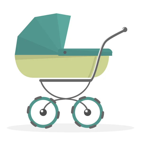 Baby wandelwagen geïsoleerd op een witte achtergrond. Cartoon pram geïllustreerd. — Stockvector