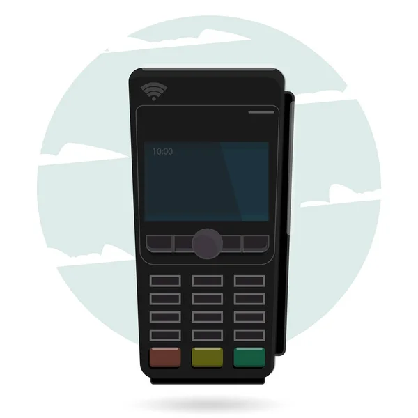 Pos terminal in flat style. По платежу. Банкомат или терминал кредитной карты. Концепция безналичной оплаты и оплаты кредитной картой . — стоковый вектор