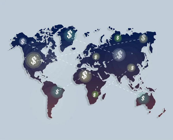 El mundo y el dinero. Negocios de dibujos animados vectoriales . — Vector de stock