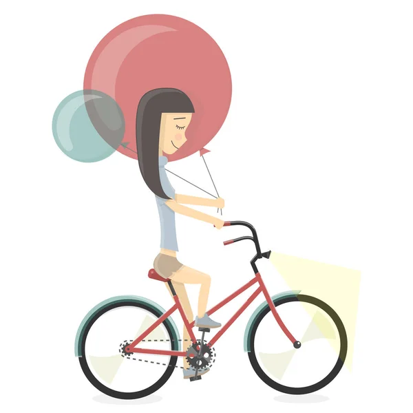 Personaje para chica de animación con globos. Ilustración vectorial sobre fondo blanco . — Vector de stock