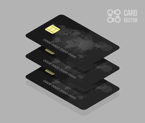 Cartões de crédito negros. Para aplicativos ou sites bancários . — Vetor de Stock