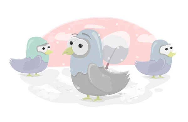 Des oiseaux drôles. Un personnage de bande dessinée. Colombes pour l'animation ou la conception graphique . — Image vectorielle