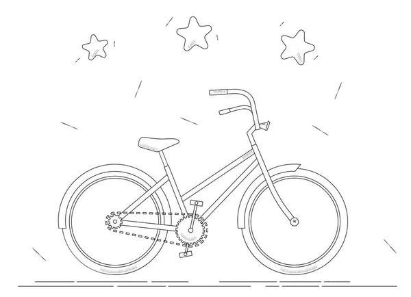 Libro para colorear bicicleta. Dibujo en blanco y negro . — Vector de stock