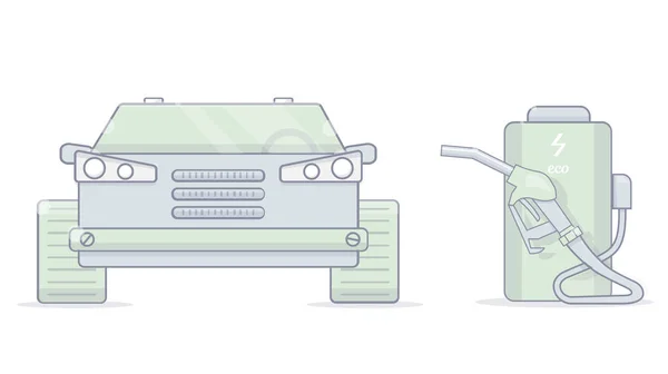 替代能源。汽车在加油站在将来. — 图库矢量图片