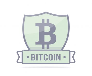 Cryptocurrency logo. Madencilik ve blockchain. Bitcoin koruma.