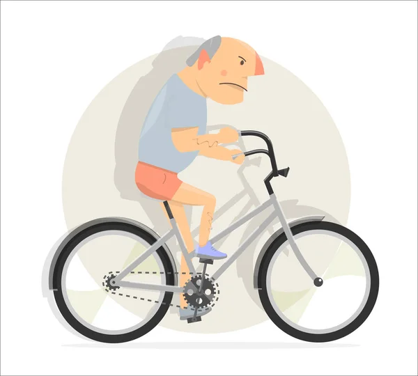 Hombre gracioso en una bicicleta . — Vector de stock