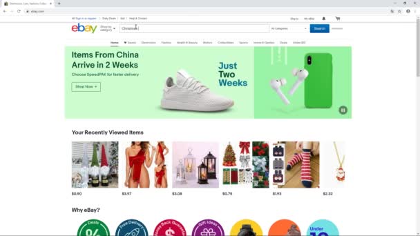 Bilgisayar kullanıcısı eBay web sitesinde Noel hediyeleri arıyor — Stok video