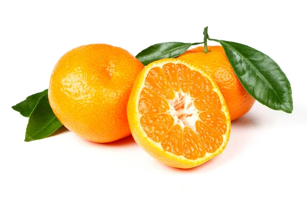 Halve mandarijn en Tangerine Rechtenvrije Stockfoto's
