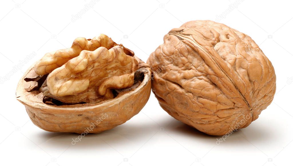 Whole walnut and half walnut piece.