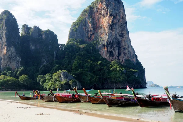 Longtail Boats Railay Beach Krabi Thailand — Stock Photo, Image