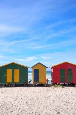 Parlak plaj kulübe Muizenberg Beach, Cape Town, Güney Afrika