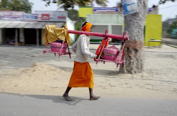 Munger India 2015 Október Vidáman Öltözött Vallási Zarándokok Séta Vidéki — Stock Fotó