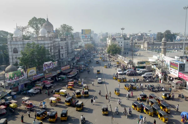 Charminar Hyderabad India 2015 Október Nézd Busz Metszéspont Charminar Emlékmű — Stock Fotó