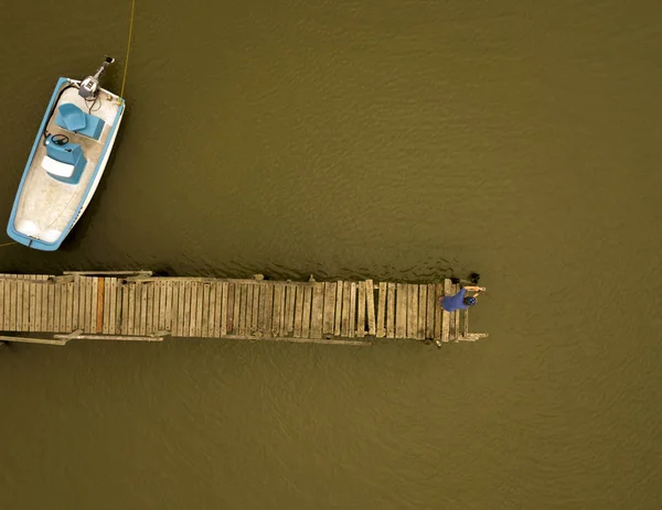 Aérien Dessus Une Passerelle Bois — Photo