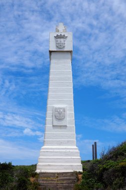 Diaz Cross, Cape Point, South Africa- 10 December 2019: The Diaz cross at Cape Point near Cape Town commemorates Bartholomew Diaz' rounding of the Cape, South Africa