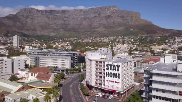 Aerial City Cape Town Covid Lockdown Empty Streets — Stock Video