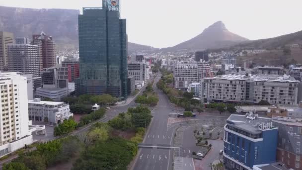 Aerial Overhead Empty Streets Cape Town South Africa Coronavirus Lockdown — Stock Video