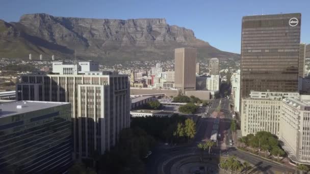 Aérea Calles Vacías Ciudad Del Cabo Sudáfrica Durante Cierre Del — Vídeos de Stock