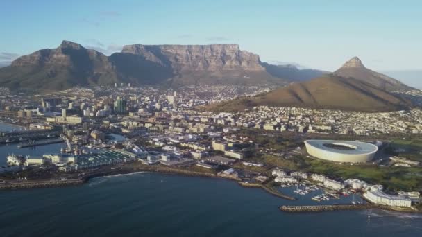 Légi Fölött Fokváros Dél Afrika Table Mountain — Stock videók
