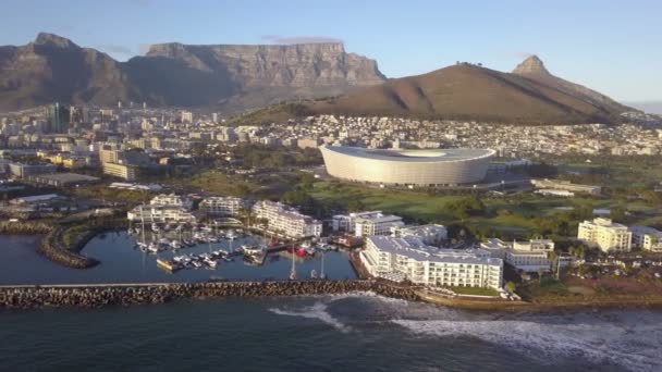 南アフリカ共和国ケープタウン上空表山 — ストック動画