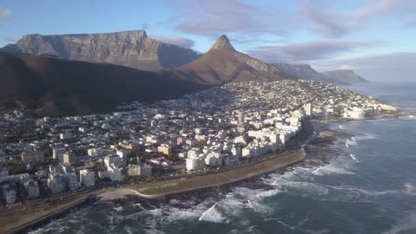 Aerial Overhead Kapstaden Sydafrika Med Table Mountain — Stockvideo