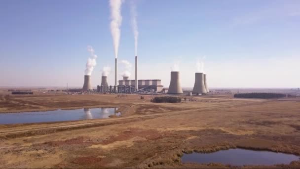 Central Eléctrica Carbón Vista Aérea — Vídeos de Stock