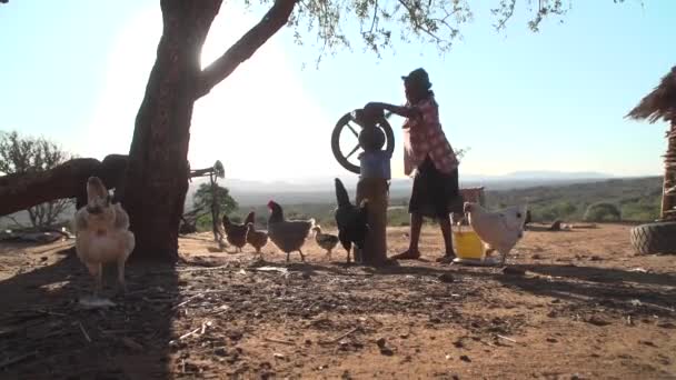 Маленькие Африканские Деревенские Хижины Кухней — стоковое видео