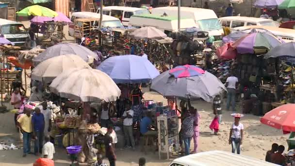 Центр Міста Лагос Нігерія Переповнений Транспортним Вузлом Ринком — стокове відео