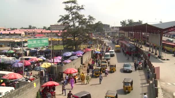 Centro Lagos Nigeria Trafficato Hub Trasporto Mercato — Video Stock