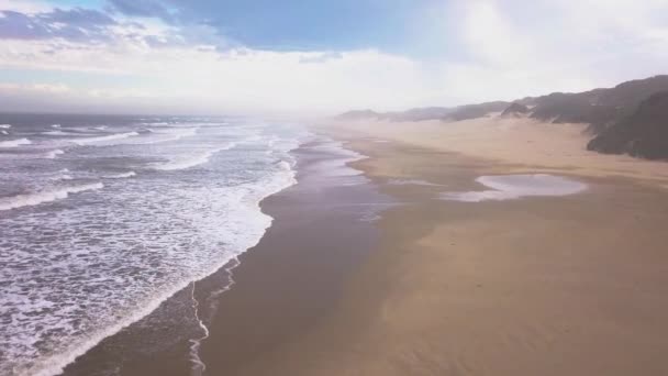 Vista Aérea Olas Rompiendo Orilla — Vídeos de Stock