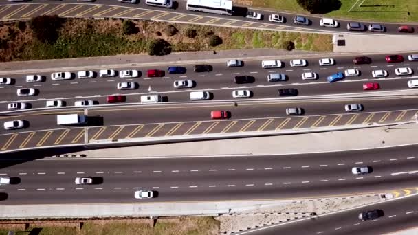 Aerea Sopra Incrocio Occupato Autostrada Con Traffico — Video Stock