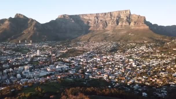 Aéreo Sobre Cidade Cabo África Sul Com Table Montain — Vídeo de Stock