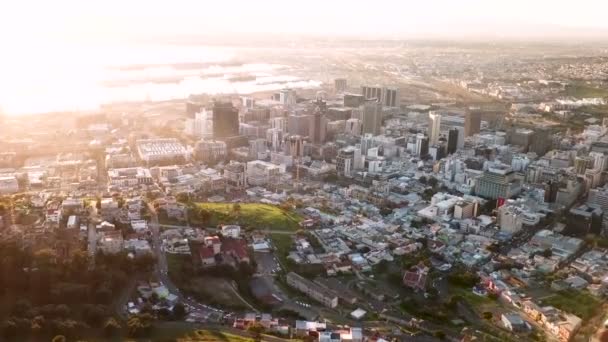 Aerial Città Del Capo Sud Africa Con Table Montain — Video Stock