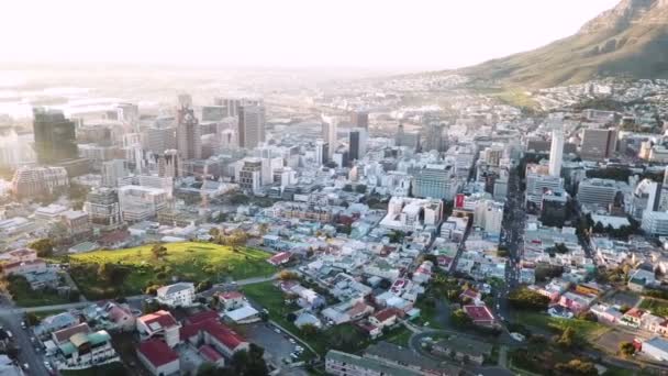 Aéreo Sobre Cidade Cabo África Sul Com Table Montain — Vídeo de Stock