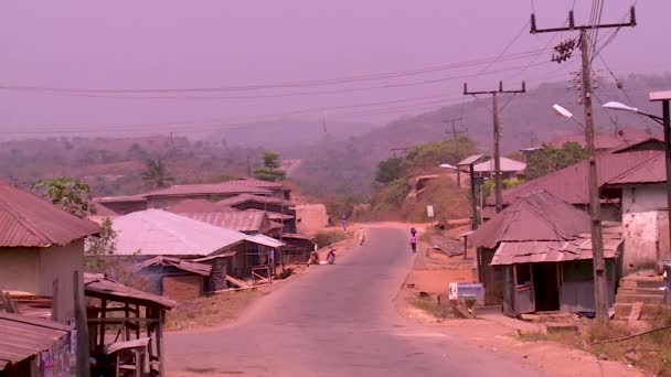 Small African Town Street West Africa — Stock Video