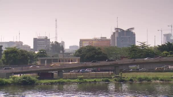 Vista Del Centro Lagos Nigeria Con Taxis Congestión — Vídeo de stock