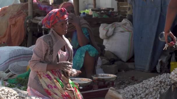北アフリカの小さなアフリカの町 エチオピアの果物市場 — ストック動画