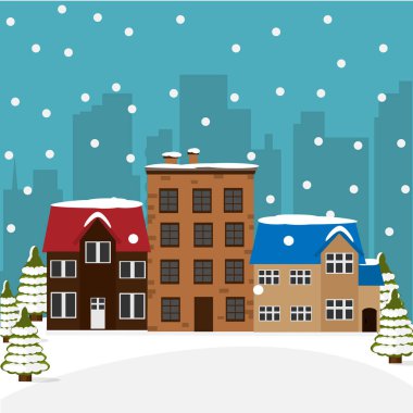 Kış kasaba. Noel cityscape.