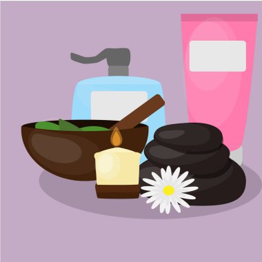 Doğal Spa merkezi simgeler. Gevşeme yordamları