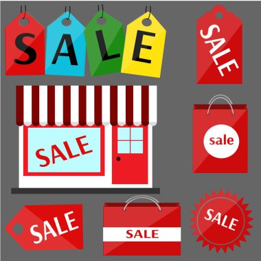 Kırmızı çıkartmaları satış kümesi