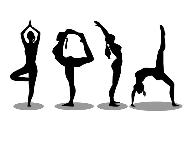 Yoga siluetleri seti. 