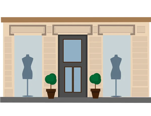 Escaparate boutique con maniquí — Vector de stock