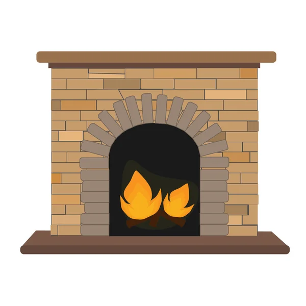 Beyaz zemin üzerine ateş ile modern ev şömine — Stok Vektör